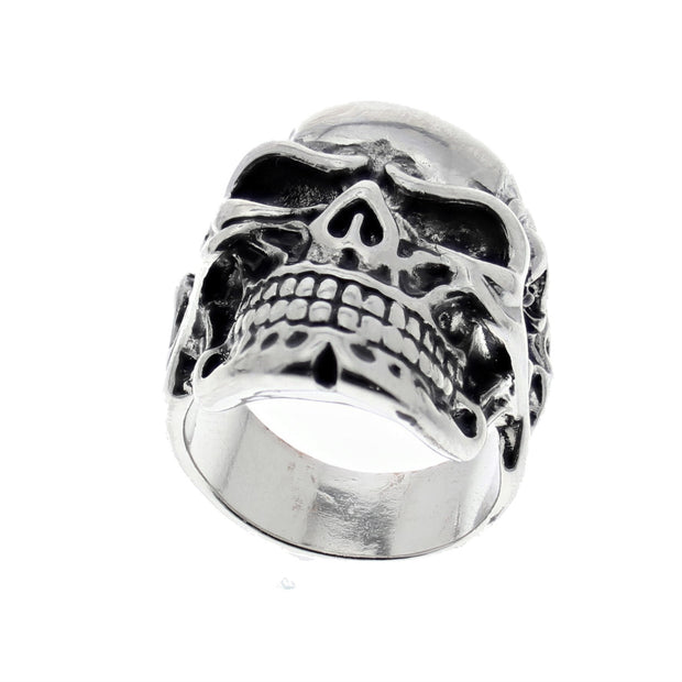 Skeleton Engraved Chunky Skull Ring