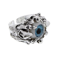 Evil Eye, Skeleton Claw & Skull Engraved Ring