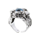 Evil Eye, Skeleton Claw & Skull Engraved Ring