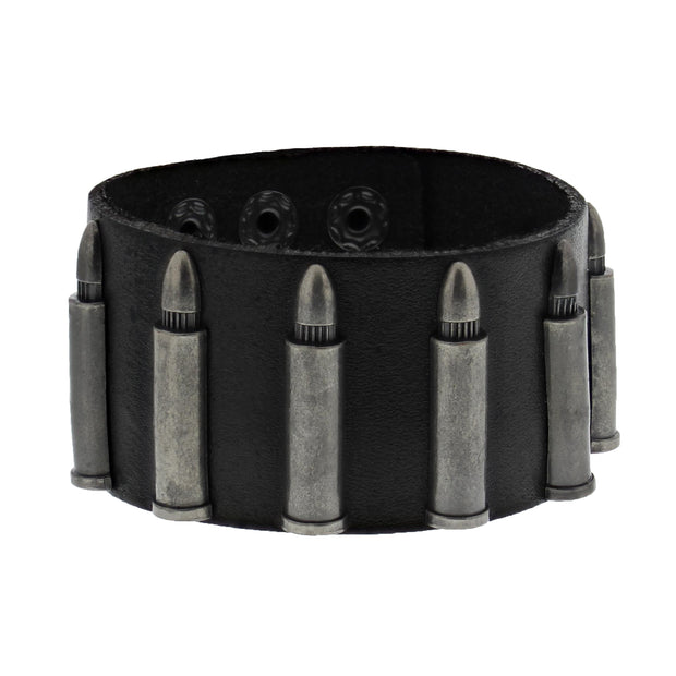 Black PU Bracelet with Bullets