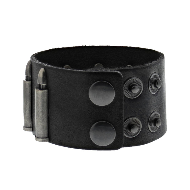 Black PU Bracelet with Bullets