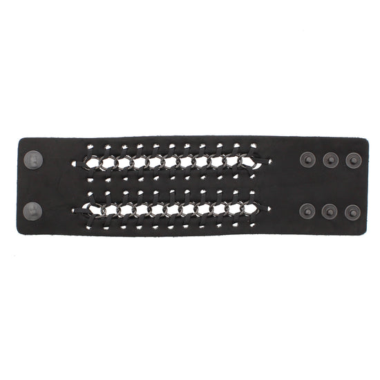 Dual Row Chain Black PU Bracelet
