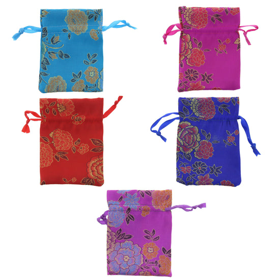 Assorted Colour Chinese Pattern Draw String Gift Bags