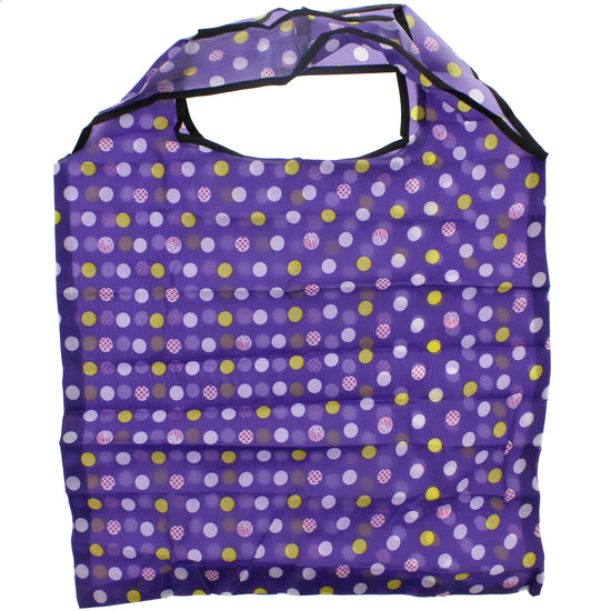 Purple Polka Dot Shopping Bag in Pocket Pouch