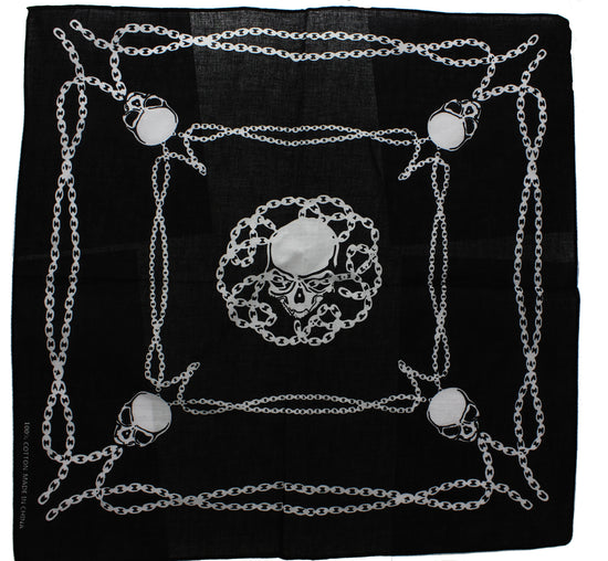 Large Skull with Chain Border Bandana