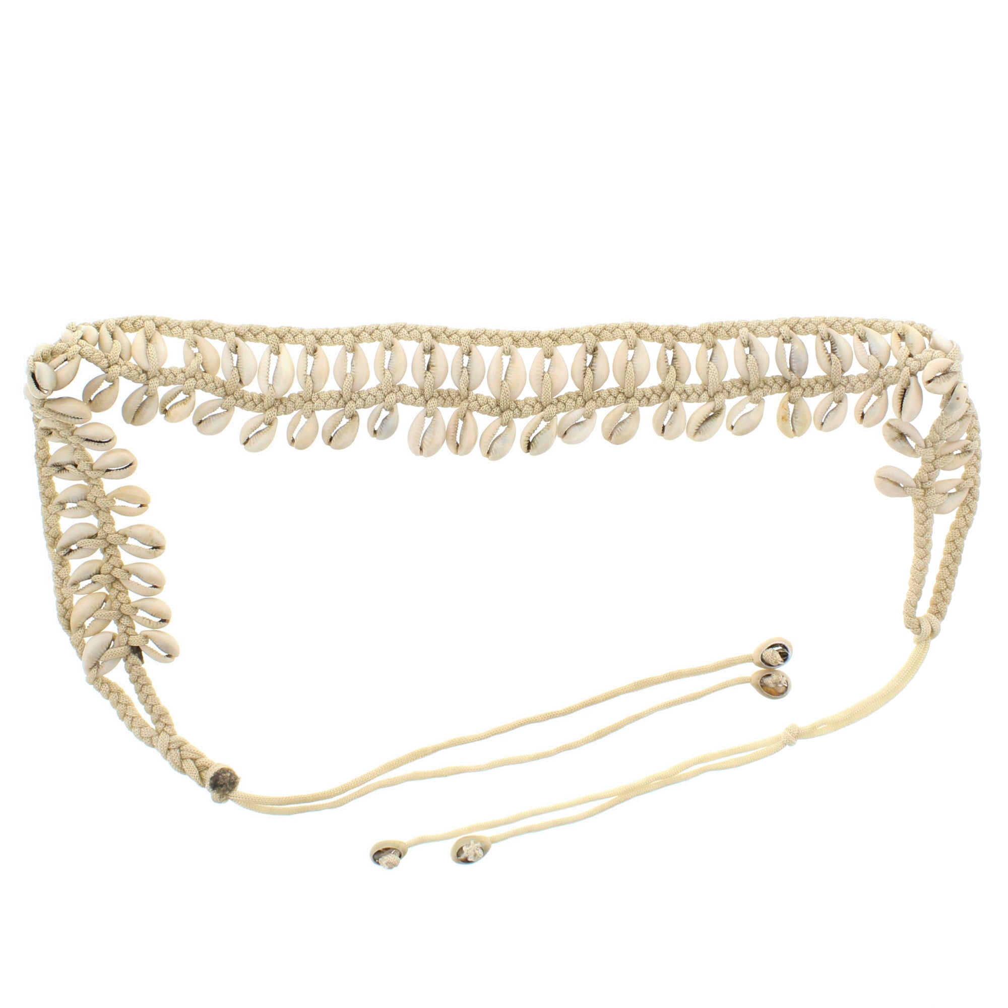 Double Row Shell & Rope Belt with Braided Edge