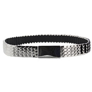 2.5cm Silver Metal Scale Elasticated Belt