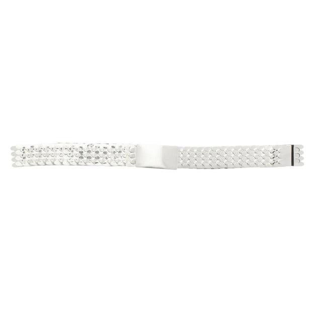 2.5cm Silver Metal Scale Elasticated Belt