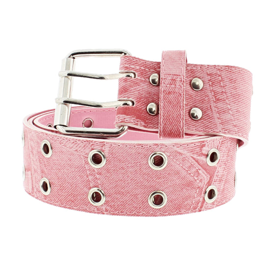 Pink Denim Style 2 Row Eyelet Belt