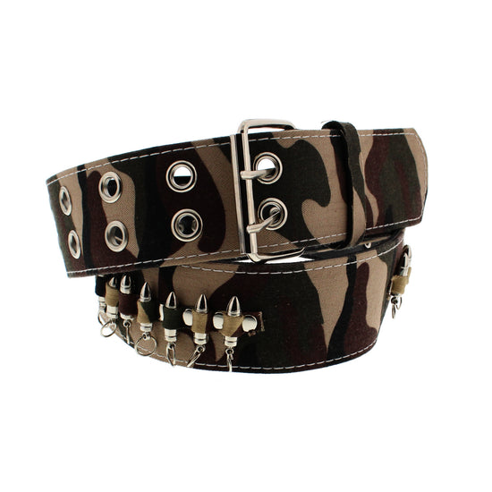 Wide Camouflage Belt with Bullets