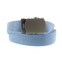 Canvas Webbing Belt with Shiny Silver Slider Buckle