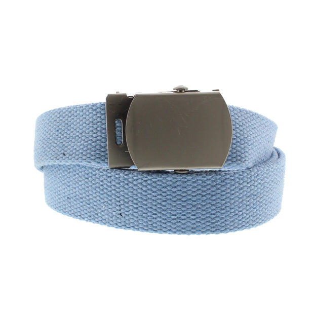 Canvas Webbing Belt with Shiny Silver Slider Buckle  (Length - 120cm, Width - 3cm)