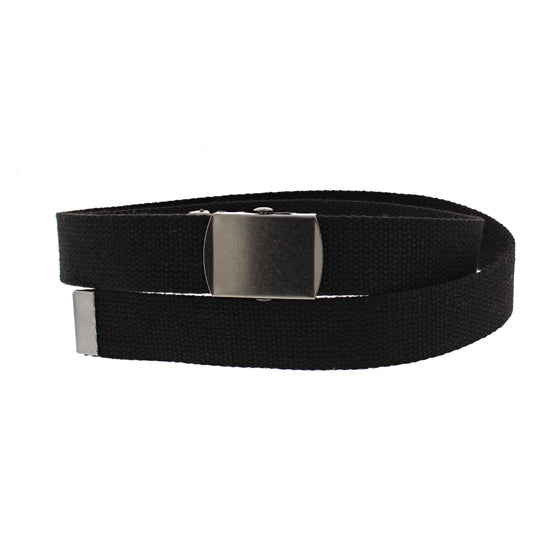 Canvas Webbing Belt with Shiny Silver Slider Buckle