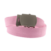 Canvas Webbing Belt with Shiny Silver Slider Buckle