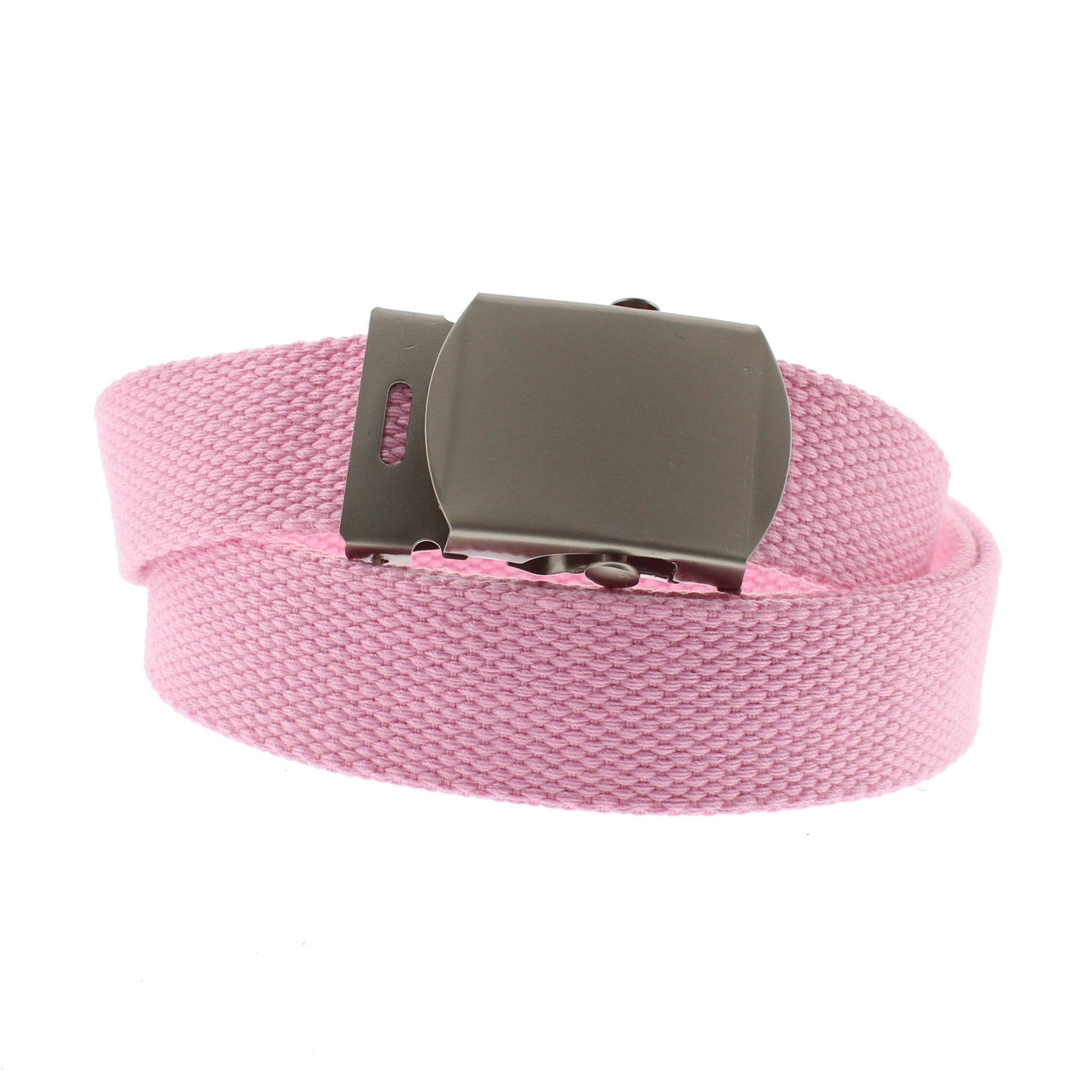 Canvas Webbing Belt with Shiny Silver Slider Buckle