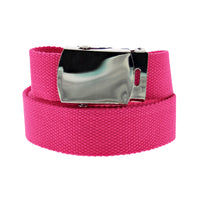 Canvas Webbing Belt with Shiny Silver Slider Buckle