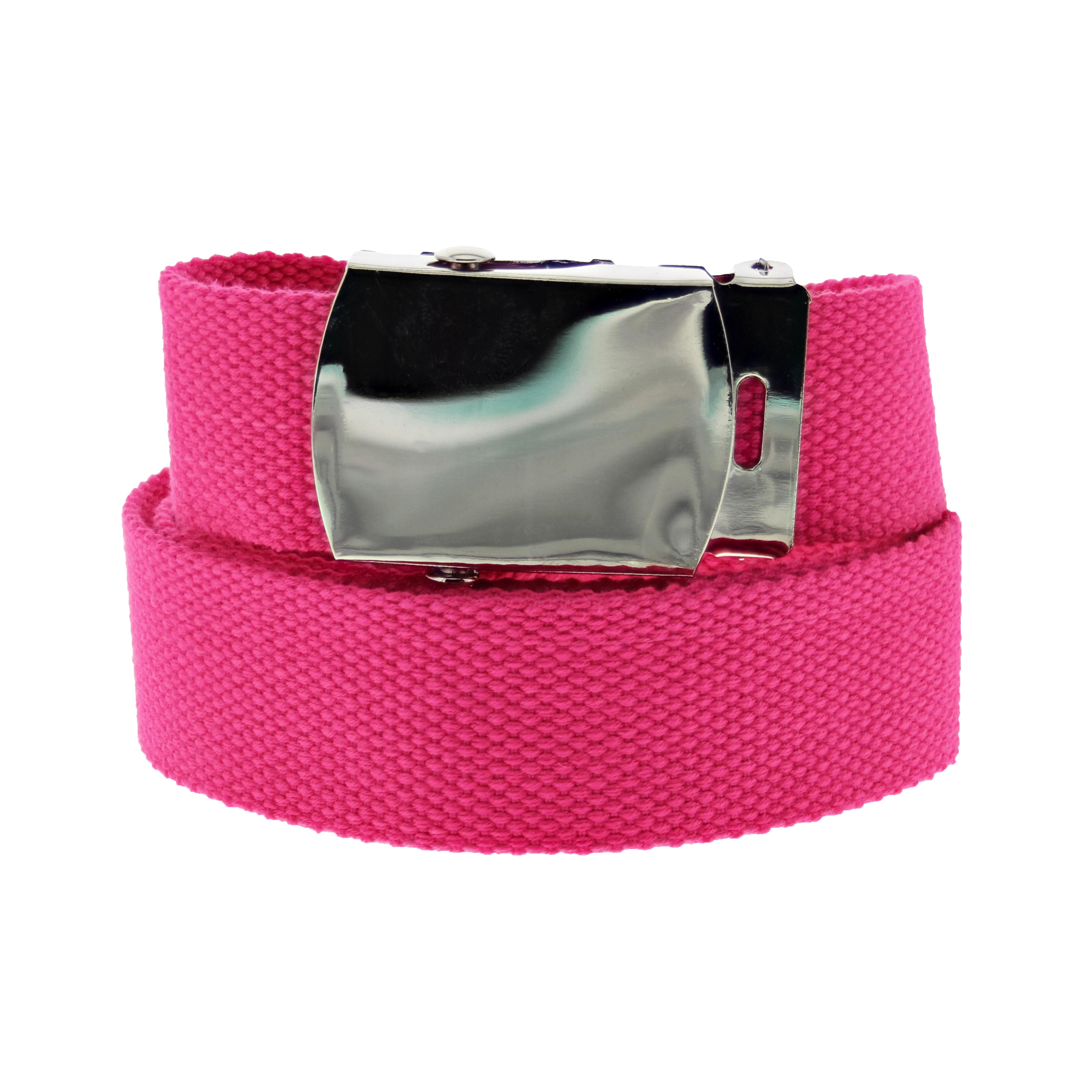 Canvas Webbing Belt with Shiny Silver Slider Buckle