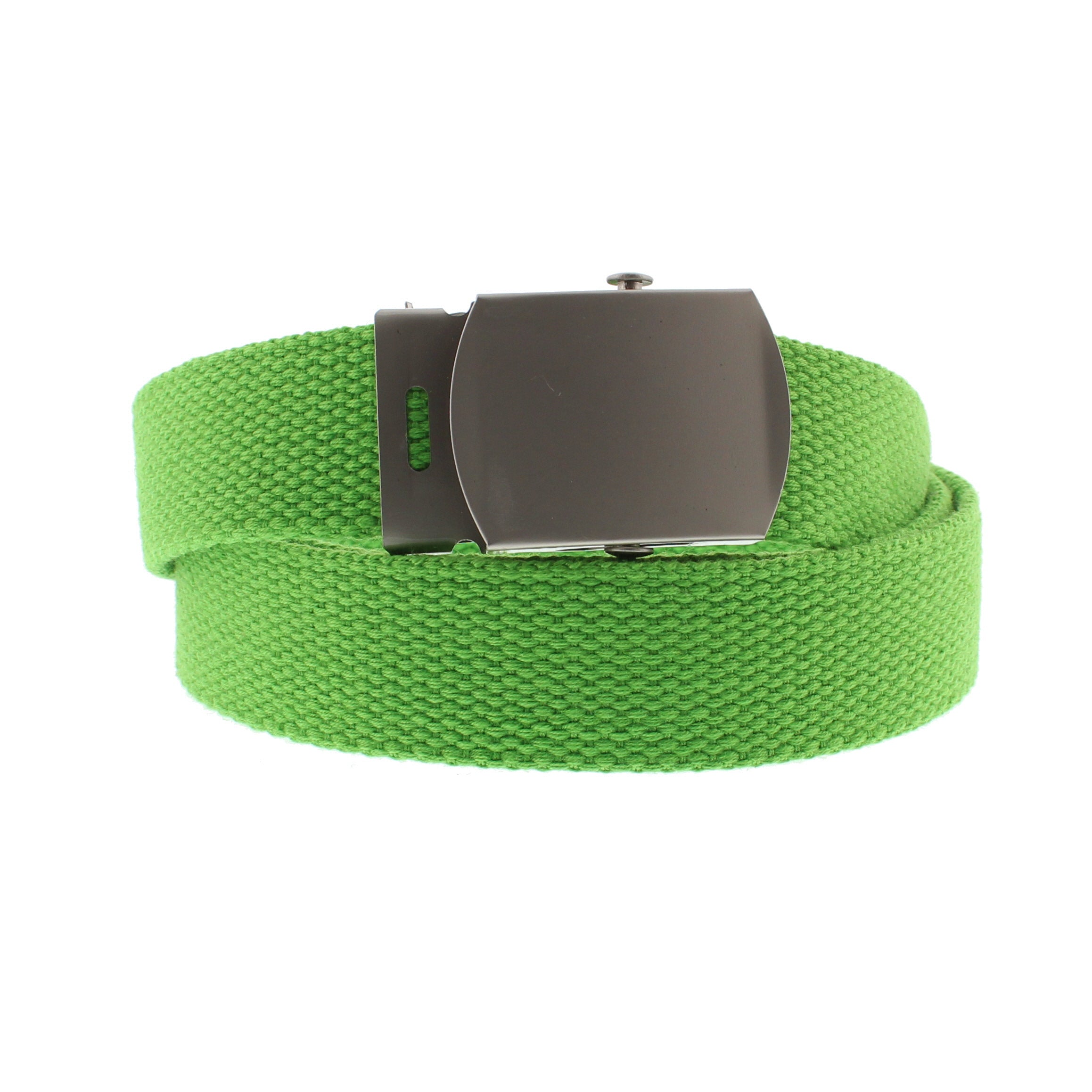 Canvas Webbing Belt with Shiny Silver Slider Buckle