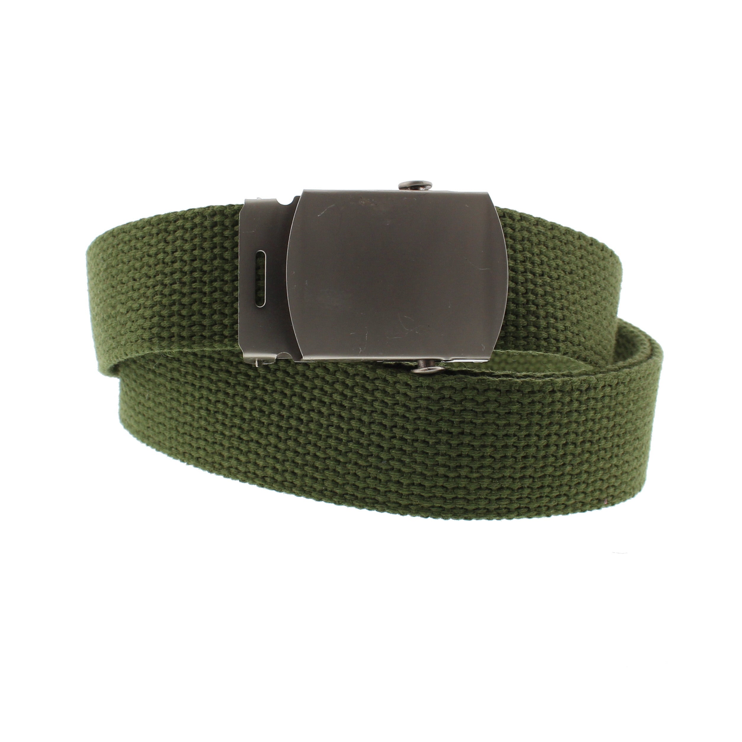 Canvas Webbing Belt with Shiny Silver Slider Buckle