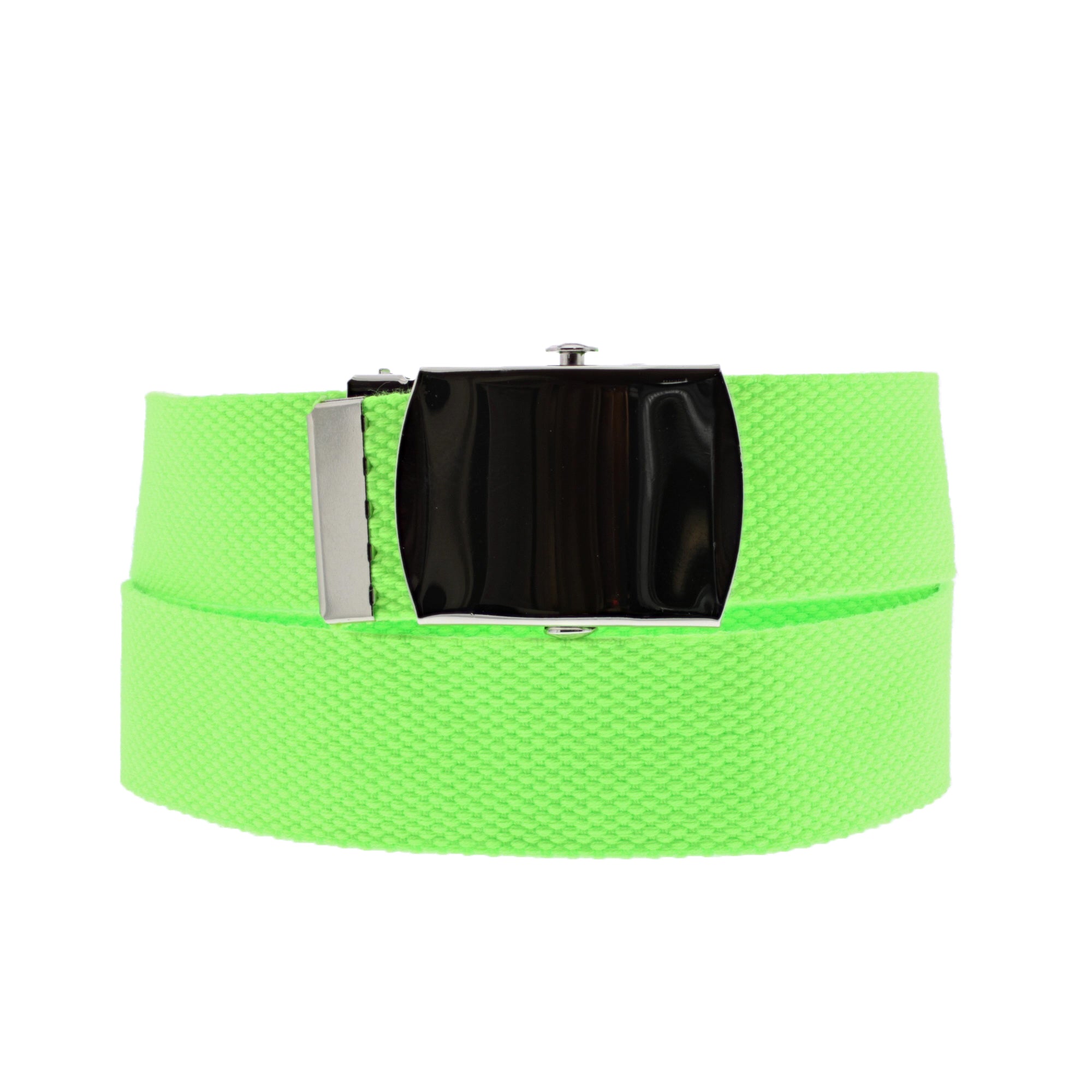 Canvas Webbing Belt with Shiny Silver Slider Buckle