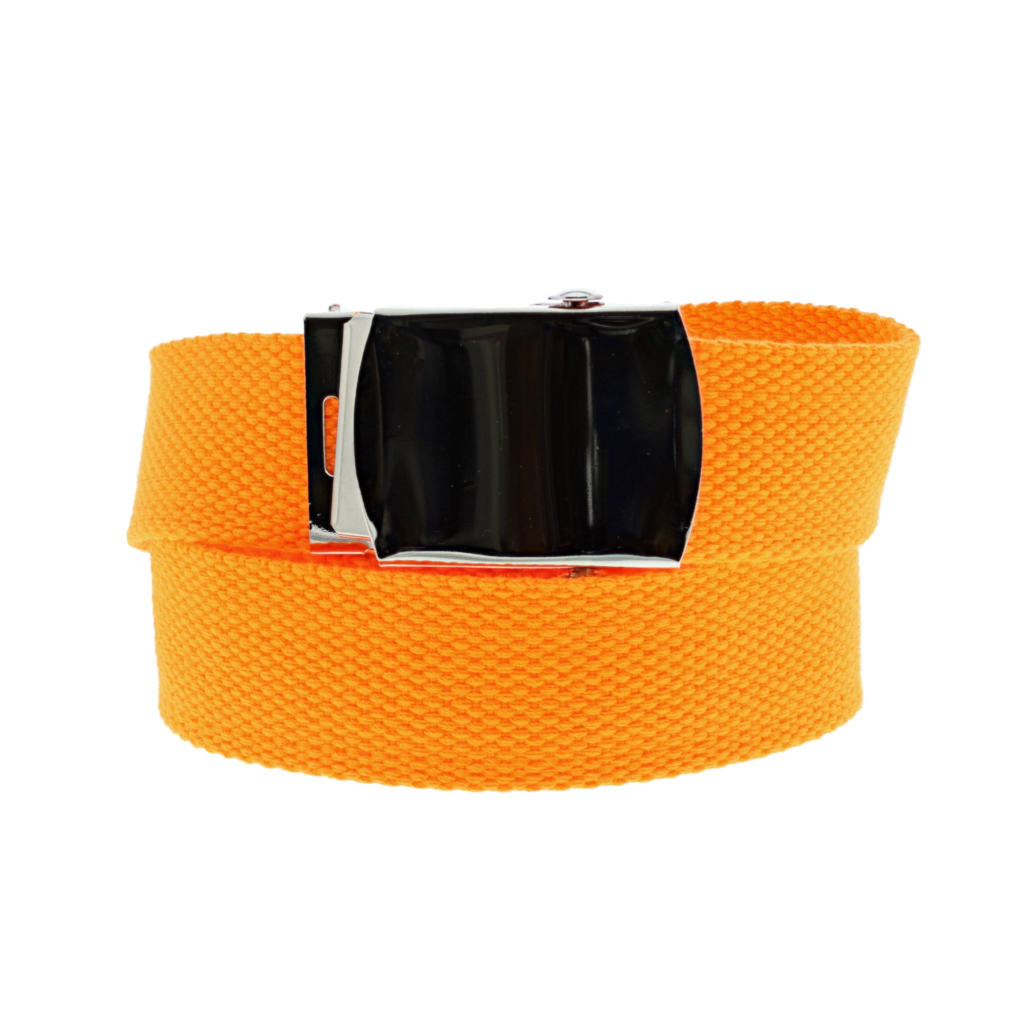 Canvas Webbing Belt with Shiny Silver Slider Buckle