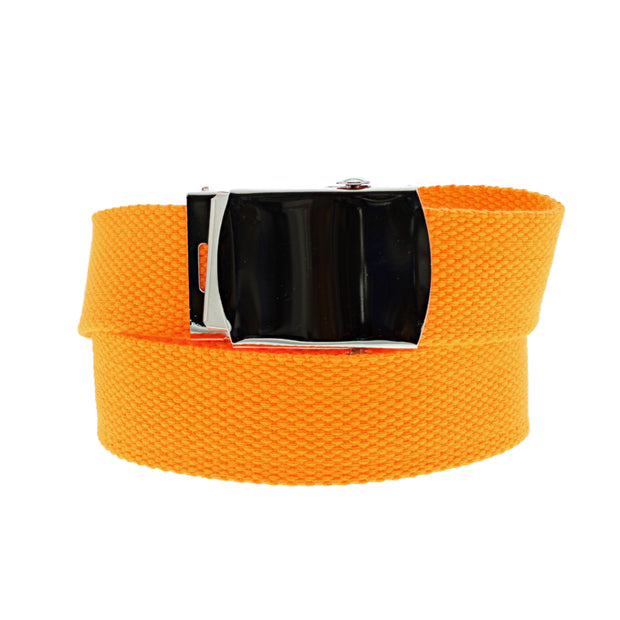 Canvas Webbing Belt with Shiny Silver Slider Buckle  (Length - 120cm, Width - 3cm)