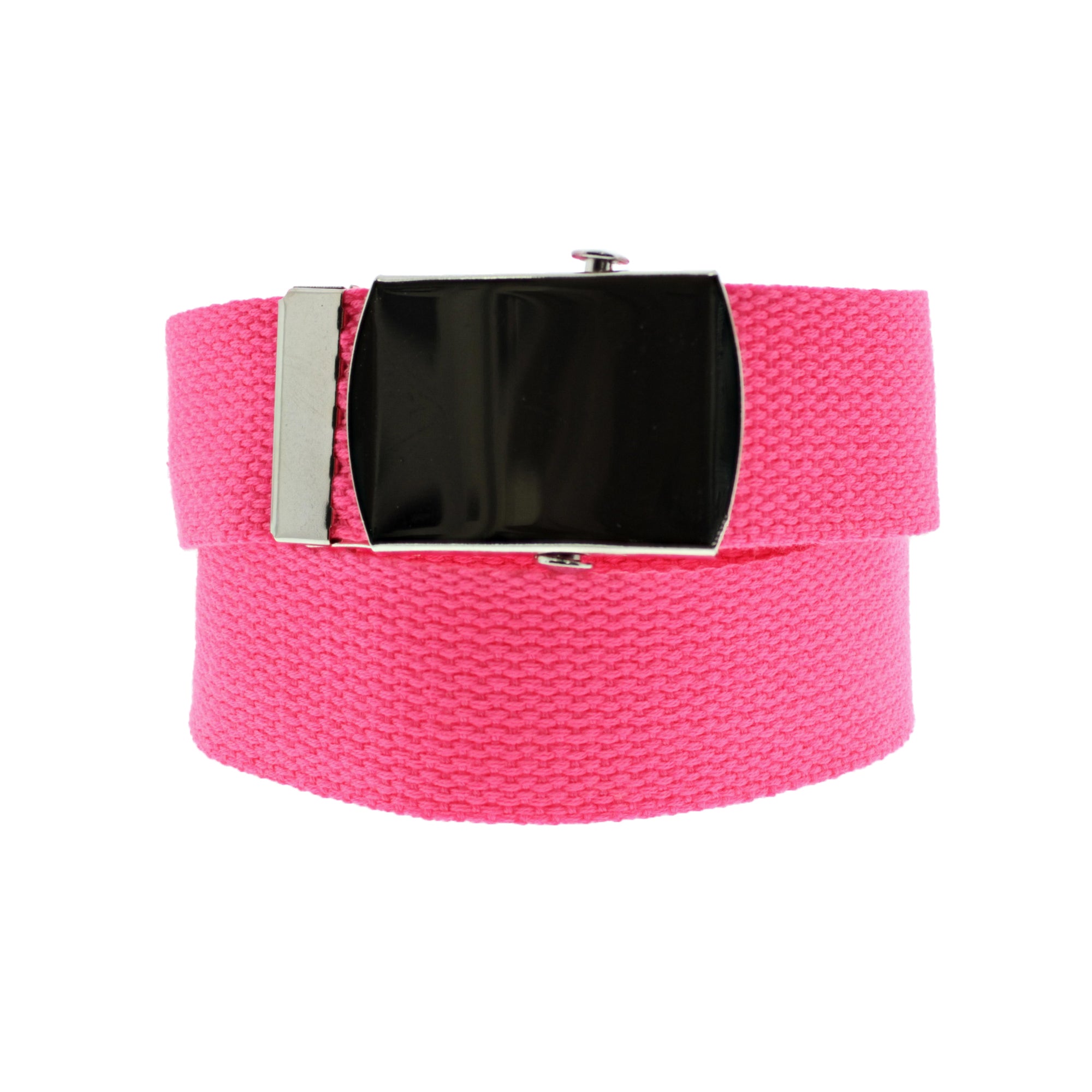 Canvas Webbing Belt with Shiny Silver Slider Buckle