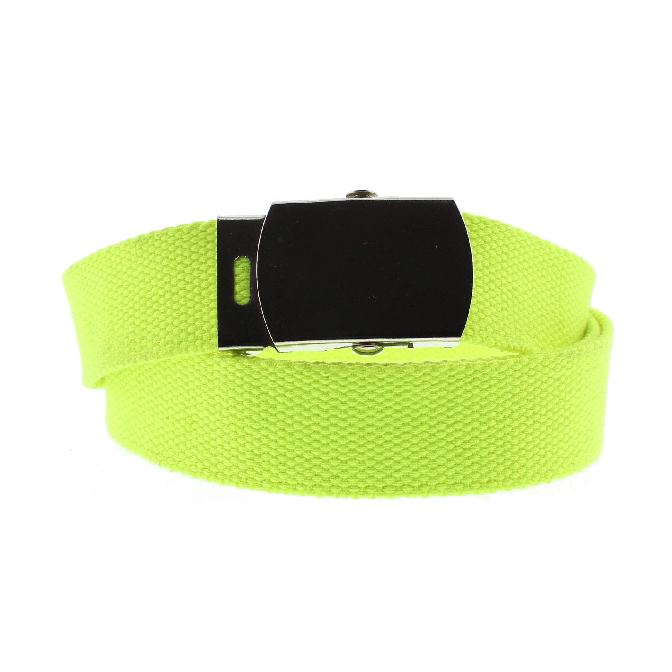 Canvas Webbing Belt with Shiny Silver Slider Buckle