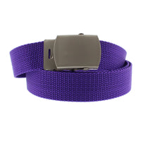 Canvas Webbing Belt with Shiny Silver Slider Buckle