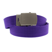 Canvas Webbing Belt with Shiny Silver Slider Buckle  (Length - 120cm, Width - 3cm)