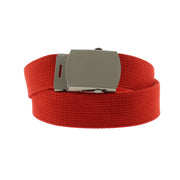 Canvas Webbing Belt with Shiny Silver Slider Buckle  (Length - 120cm, Width - 3cm)