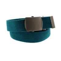 Canvas Webbing Belt with Shiny Silver Slider Buckle