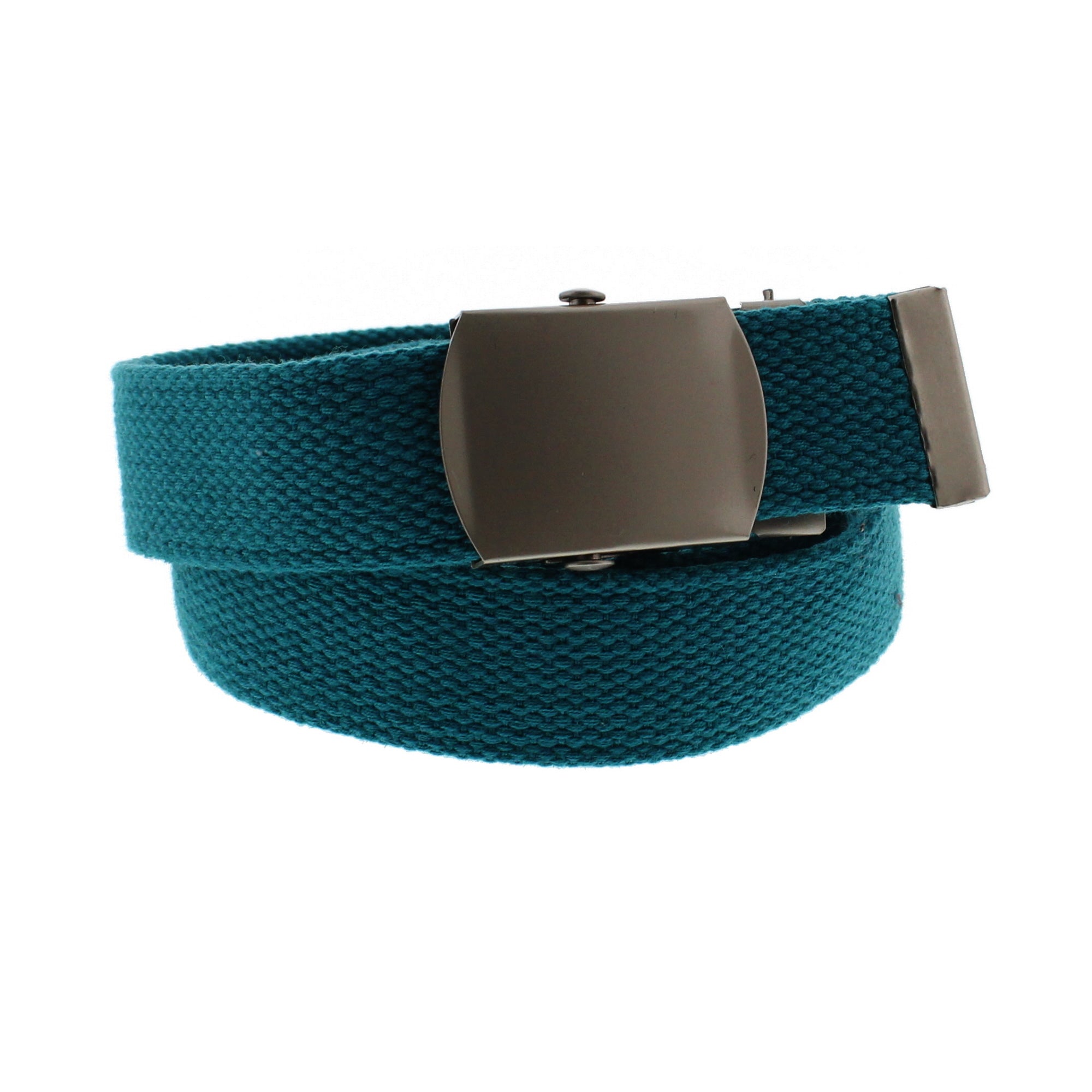 Canvas Webbing Belt with Shiny Silver Slider Buckle
