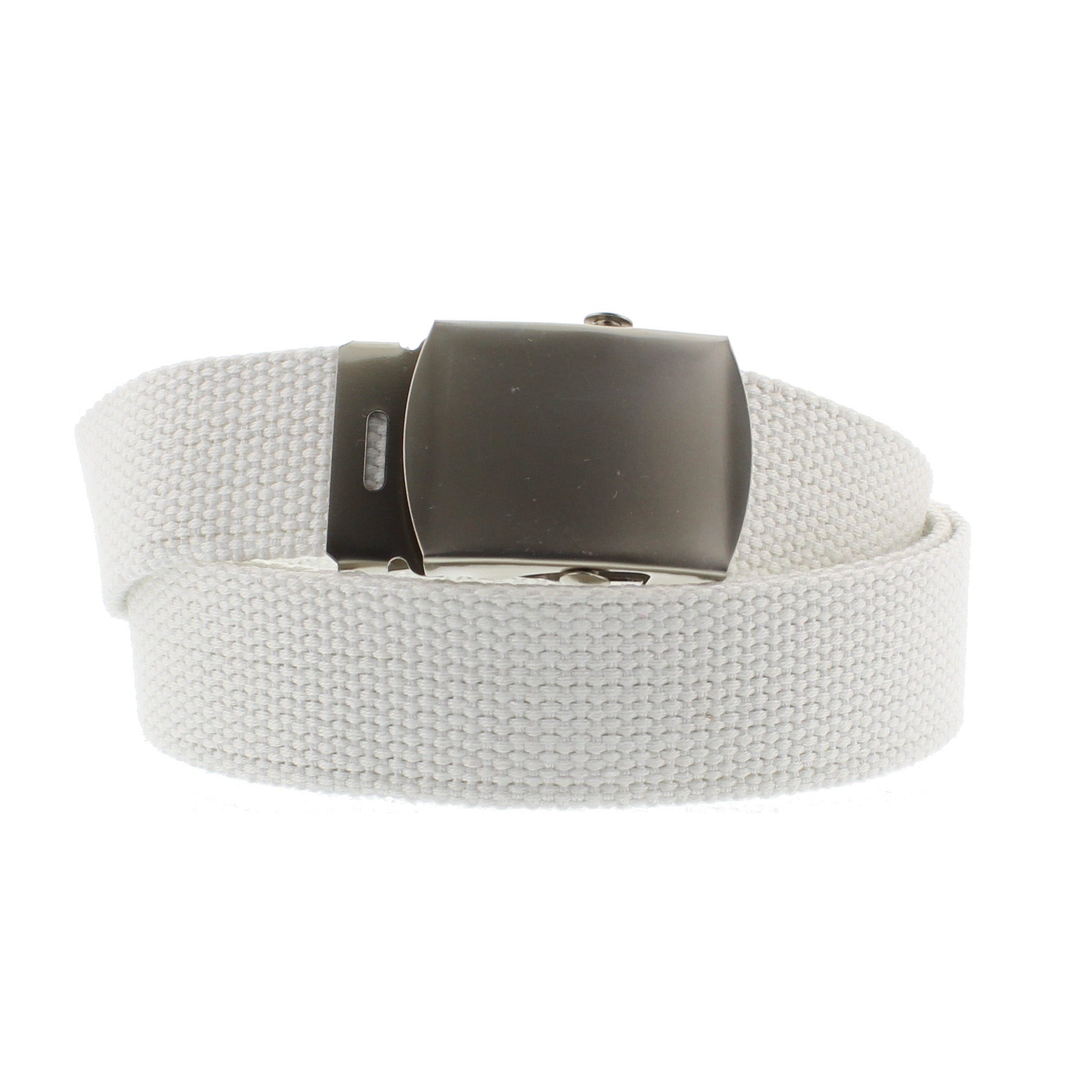 Canvas Webbing Belt with Shiny Silver Slider Buckle