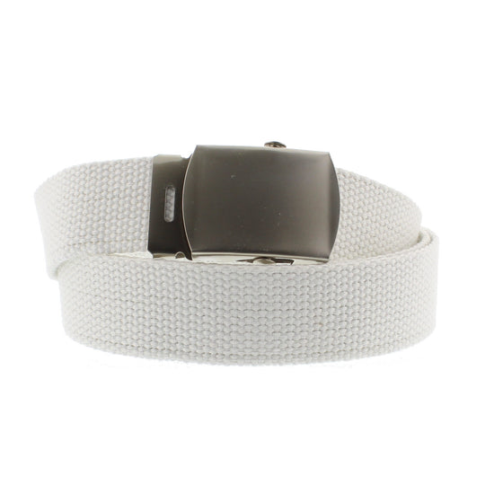 Canvas Webbing Belt with Shiny Silver Slider Buckle