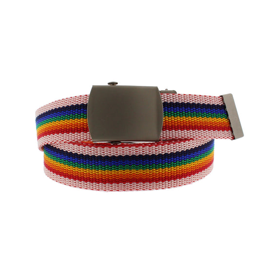 Rainbow Canvas Webbing Belt with Slider Buckle