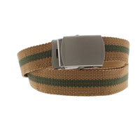 Single Striped Canvas Webbing Belt with Slider Buckle
