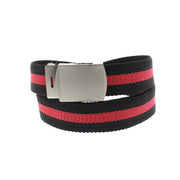 Single Striped Canvas Webbing Belt with Shiny Silver Slider Buckle (Length - 120cm, Width - 3cm)