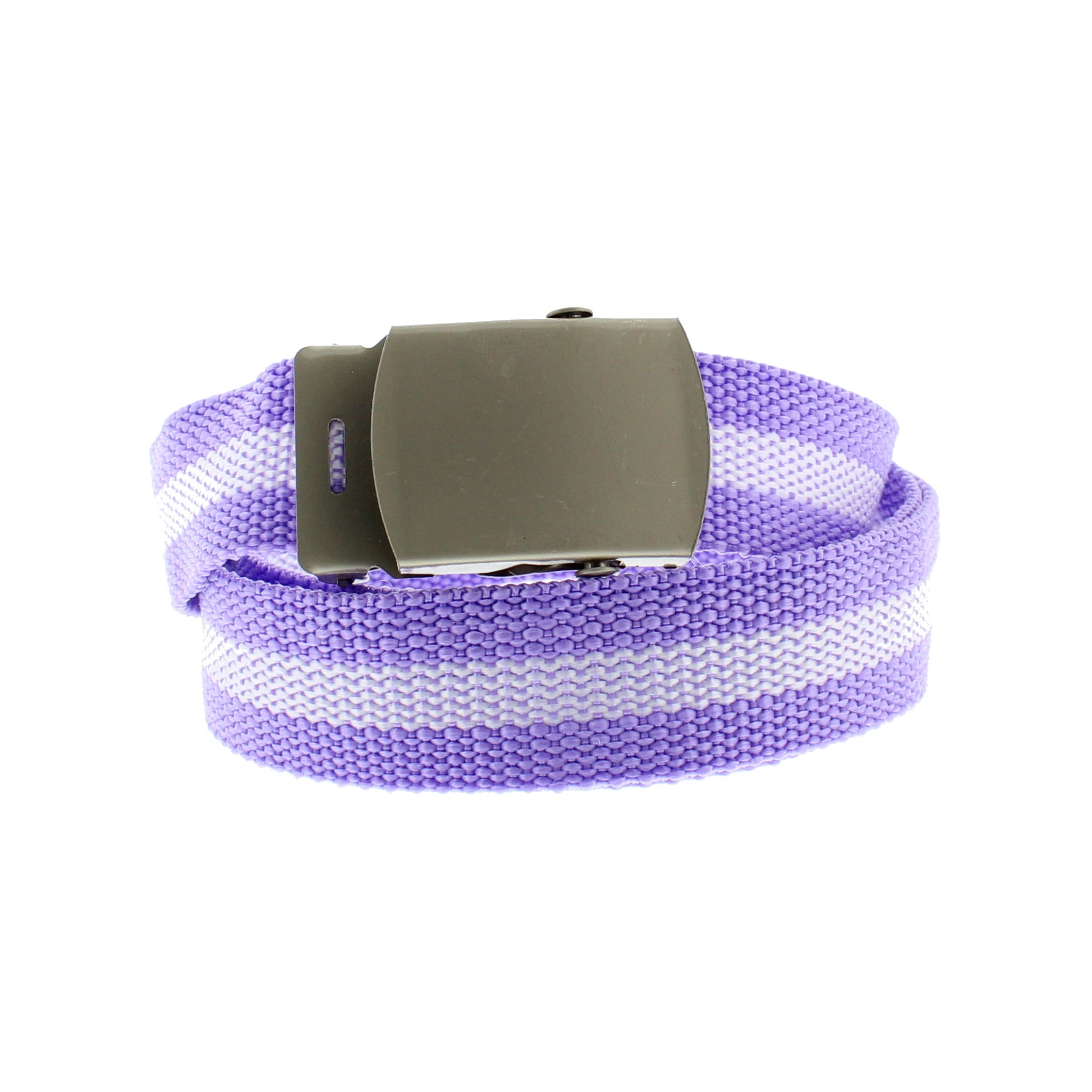 Single Striped Canvas Webbing Belt with Slider Buckle