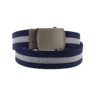Single Striped Canvas Webbing Belt with Slider Buckle