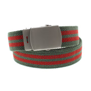 Double Striped Canvas Webbing Belt with Shiny Silver Slider Buckle (Length - 120cm, Width - 3cm)