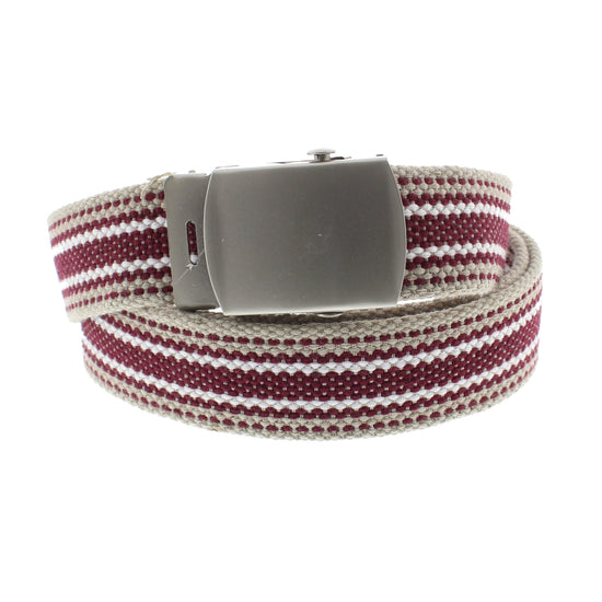 Multi Striped Canvas Webbing Belt with Slider Buckle