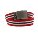Multi Striped Canvas Webbing Belt with Slider Buckle