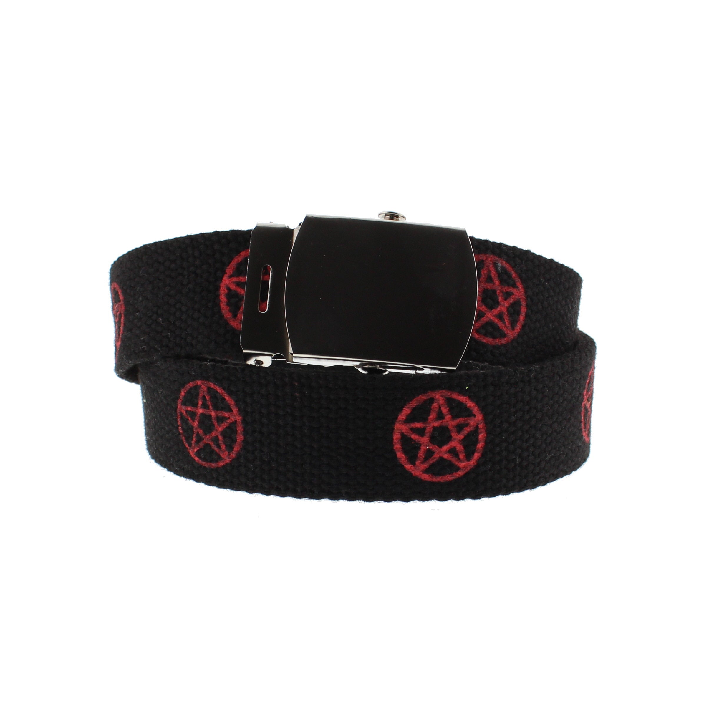 Pentagram Canvas Webbing Belt with Slider Buckle