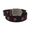 Star Print Canvas Webbing Belt with Slider Buckle