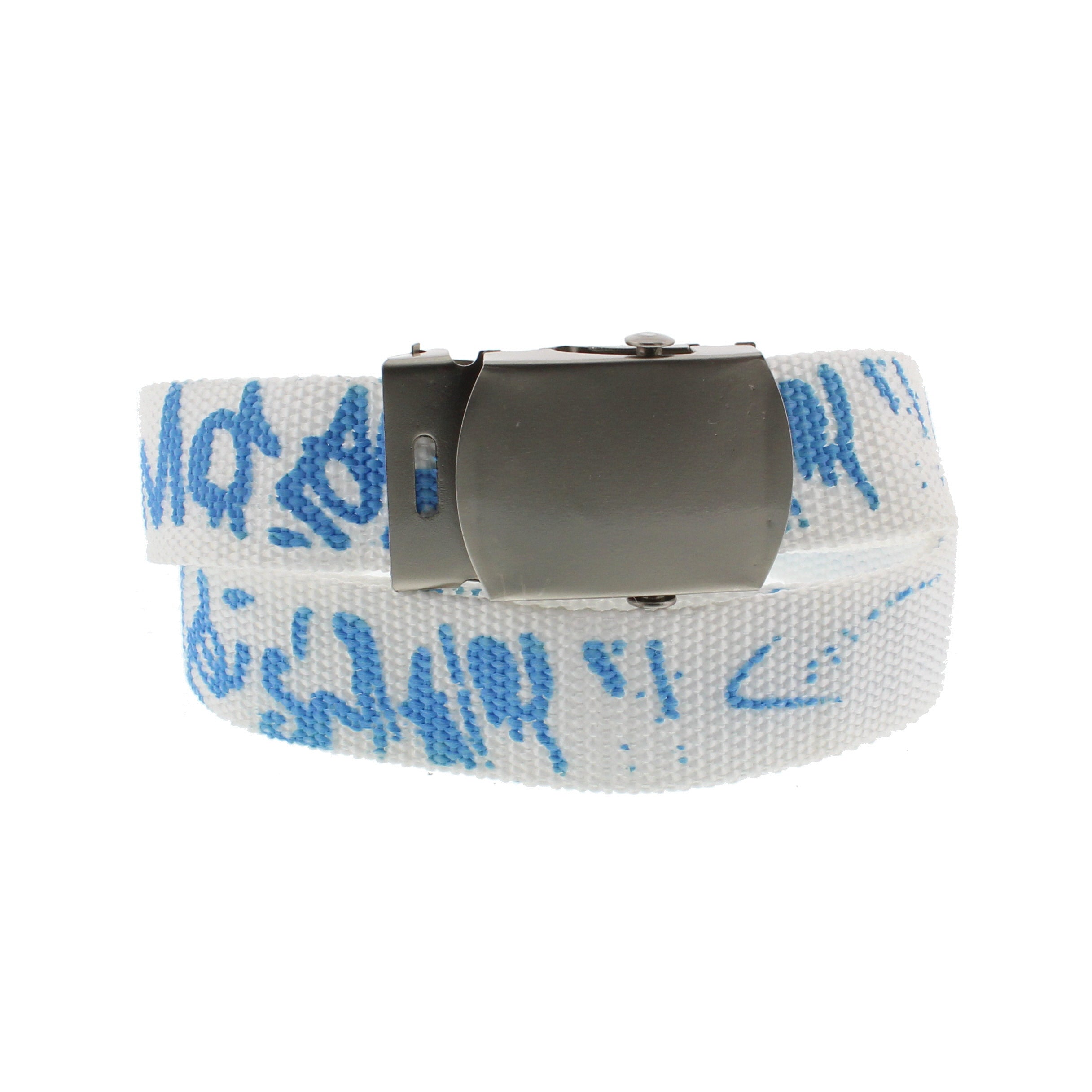 Graffiti Print Canvas Webbing Belt with Slider Buckle