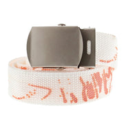 Graffiti Print Canvas Webbing Belt with Shiny Silver Slider Buckle (Length - 120cm, Width - 3cm)