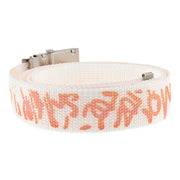 Graffiti Print Canvas Webbing Belt with Shiny Silver Slider Buckle (Length - 120cm, Width - 3cm)