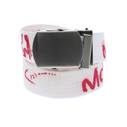 Graffiti Print Canvas Webbing Belt with Shiny Silver Slider Buckle (Length - 120cm, Width - 3cm)