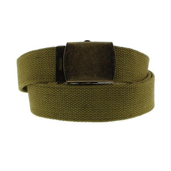 Extra Wide Canvas Webbing Belt with Antique Slider Buckle